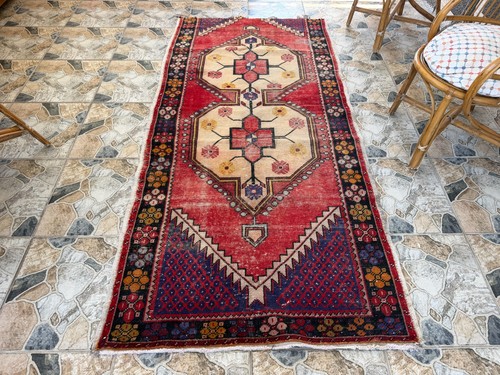 Vintage rustic red wool carpet - vintage,